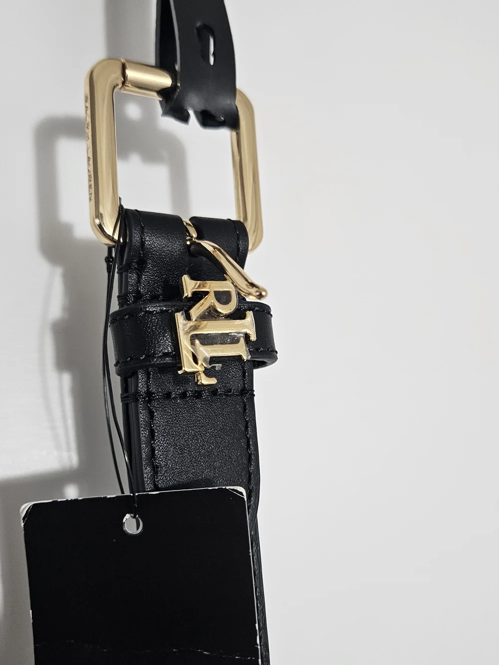 NWT Women's Lauren Ralph Lauren Logo-Keeper Leather Skinny Belt Size XL